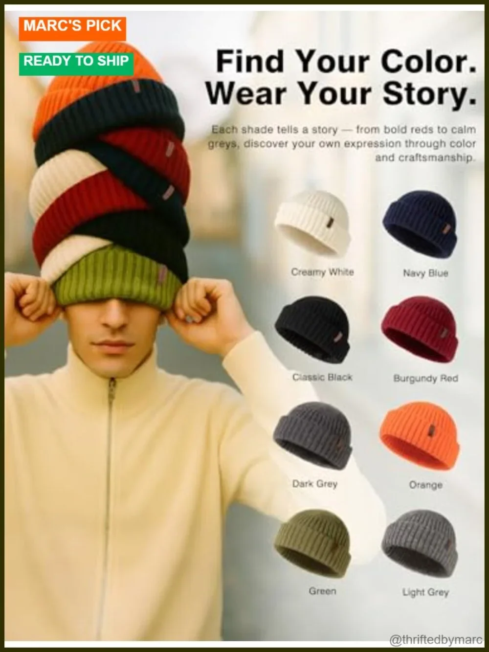 Short Fisherman Beanie - Light Warmth Stretch Knit Skull Cap for Men Women